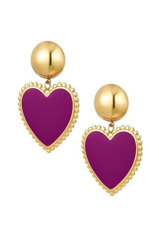 Koop purple Bijoutheek Ear studs heart enamel gold