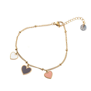 Koop gold Go Dutch Label Bracelet (Jewelry) 3 charm hearts