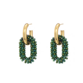 Koop dark-green Bijoutheek Earrings Miyuki Beads