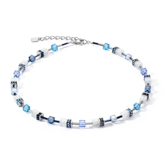 Coeur de Lion Geocube Ketting Iconic Nature necklace blauw/wit