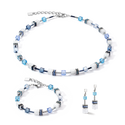 Coeur de Lion Geocube Halskette Ikonische Naturhalskette blau/weiß