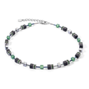 Coeur de Lion Geocube Necklace Iconic Precious Onyx silver-sage green