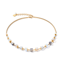 Coeur de Lion Geocube Halskette Kristalle & Edelstahl gold/grau