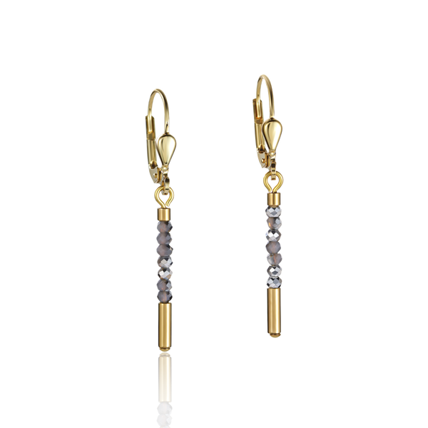 Coeur de Lion jewelry Geocube Earring Waterfall small stainless steel gold & glass silver