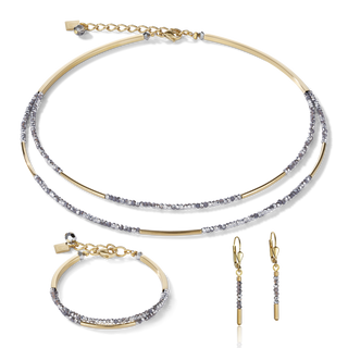 Coeur de Lion jewelry Geocube Earring Waterfall small stainless steel gold & glass silver
