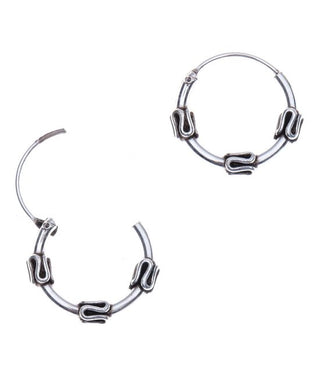 Karma Bali hoop earrings pendulum motif Silver (10MM)