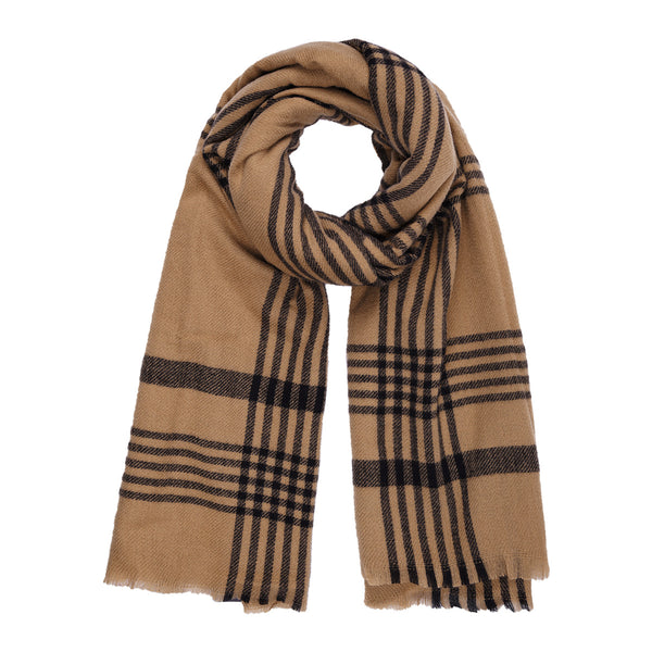 Bijoutheek Sjaal (Fashion) Geblokt patroon winter (95x200cm) Brown