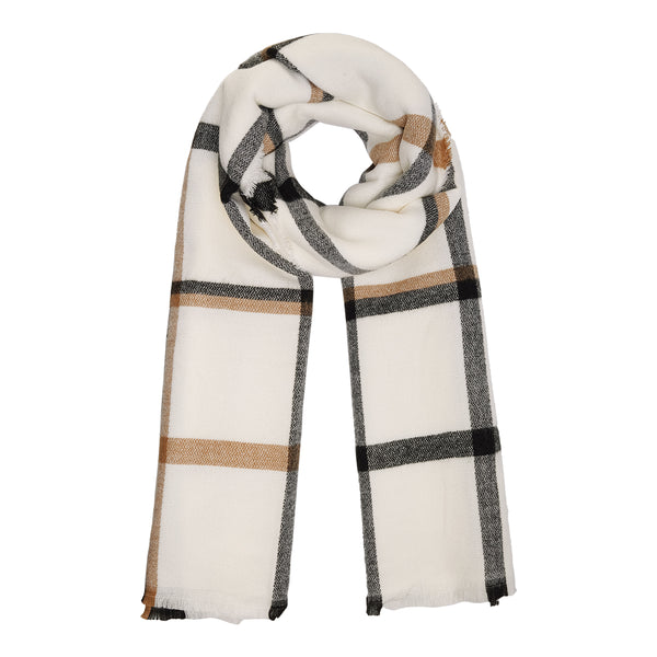 Bijoutheek Sjaal (Fashion) Geruit patroon winter (70x195cm) Beige