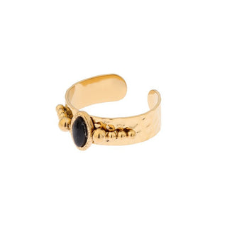 Koop black Biba Ring Oval Half Gemstone multiple colors (ONE SIZE)