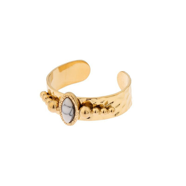 Biba-Ring, ovaler halber Edelstein, mehrere Farben (Einheitsgröße)