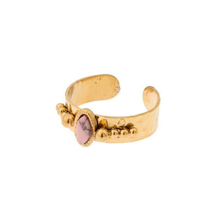 Koop pink Biba Ring Oval Half Gemstone multiple colors (ONE SIZE)