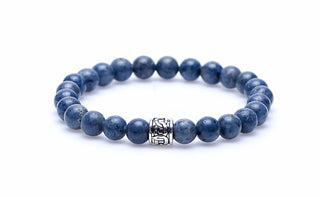 Karma-Armband (Schmuck) Blaue Koralle, silberne runde Zylinder-Logoperle Blau 86271