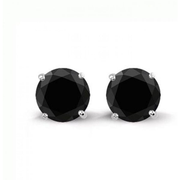 Sterling silver earring round black (LENGTH 4-8MM)