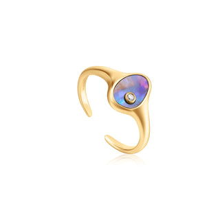 Buy goud Ania Haie Tidal Abalone Adjustable Signet Ring (One Size)
