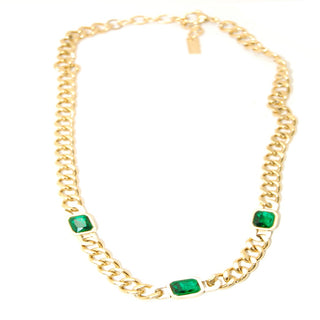 Kaufen grun Bijoutheek Halskette großes Glied mit drei Steinen