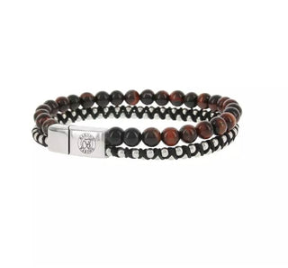 BARONG BARONG 14EA bracelet Leather and Beads brown (21cm)