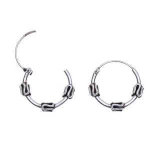 Karma Bali hoop earrings pendulum motif Silver (10MM)