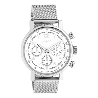Oozoo heren horloge-C10900 zilver/wit (42mm)