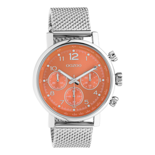 Oozoo heren horloge-C10903 zilver/oranje (42mm)