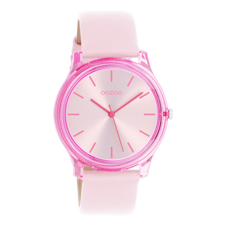 Kopen roze Oozoo dames Horloge met zacht leren band (36mm)