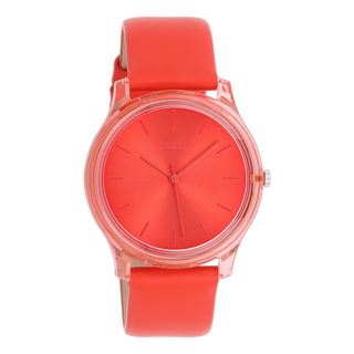 Kopen rood Oozoo dames Horloge met zacht leren band (36mm)