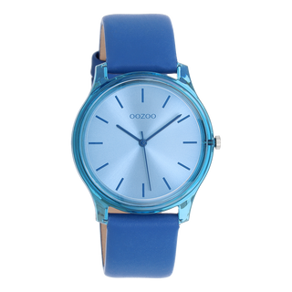 Koop blauw Oozoo dames Horloge met zacht leren band (36mm)