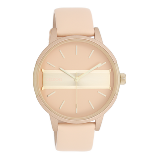 Koop roze Oozoo dames Horloge met leren band (42mm)