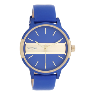 Kopen blauw Oozoo dames Horloge met leren band (42mm)