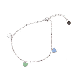 Koop silver Go Dutch Label Ankle jewelry 3 enamel hearts