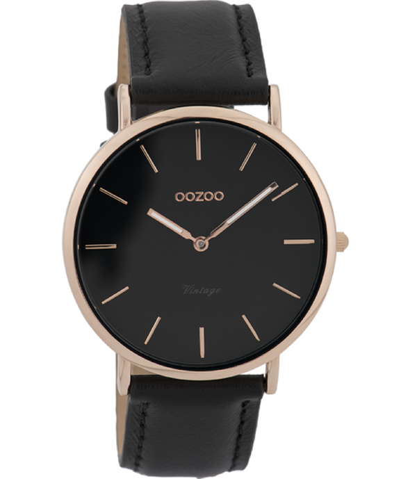 Oozoo Vintage Horloge - C9318 Zwart (40mm)