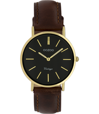 Oozoo Vintage horloge-C9838 bruin/zwart (32mm)