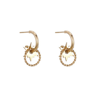 Go Dutch Label Ear studs double ring with morningstar