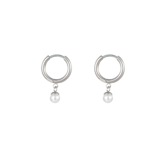 Go Dutch Label Earring hoop pearl 4mm Silver