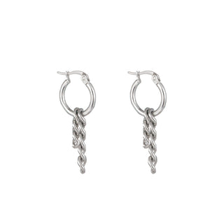 Koop silver Go Dutch Label Earring hoop 2 chains E1758