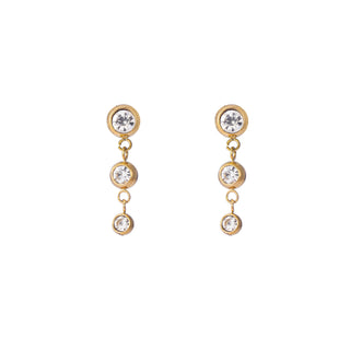 Koop gold Go Dutch Label Ear studs 3 stone circle with stone