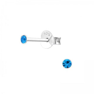 Silver stud earring, Capri Blue Swarovski crystal (6-8MM)