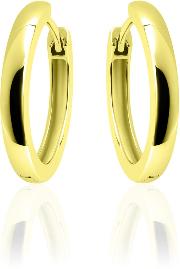 Gisser Jewels - Earrings - Half Sphere Smooth With Hinge 22mm - Yellow Gold Plated Silver 925