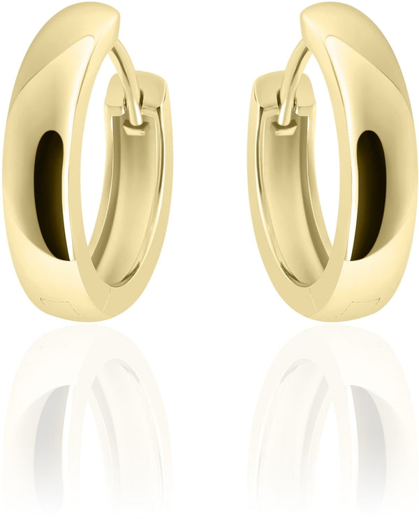 Gisser Jewels - Earrings - Half Sphere Smooth With Hinge 18mm - Yellow Gold Plated Silver 925