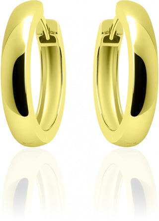 Gisser Jewels - Earrings - Half Sphere Smooth with Hinge - Yellow Gold Plated Silver 925