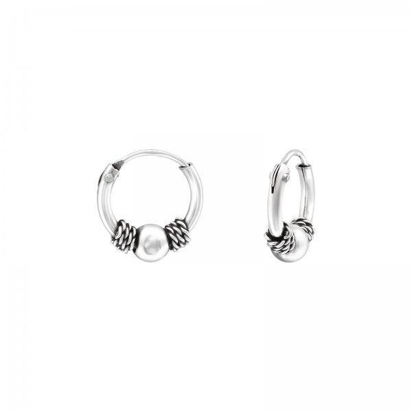 Karma Bali hoop earrings Silver (12MM)