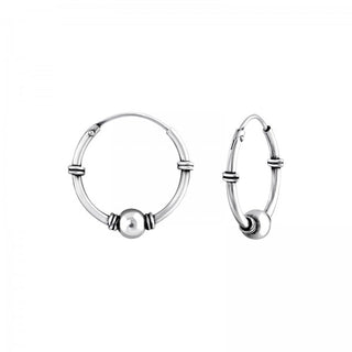 Karma Bali hoop earrings silver (10MM)