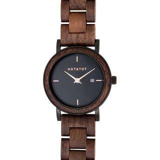 HOT&TOT | NYX WOODEN LADIES WATCH | 32MM | ROSE GOLD | WALNUT WOOD