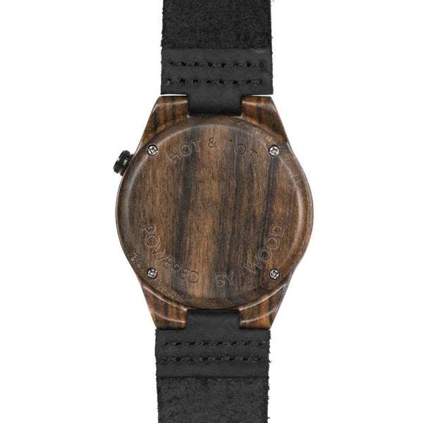 HOT&TOT | Pantera Nero | 38MM | Wooden watch with black leather strap