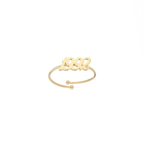 Michelle Bijoux gold-colored open initial year ring