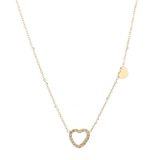 Michelle Bijoux Necklace heart and heart rhinestones Gold