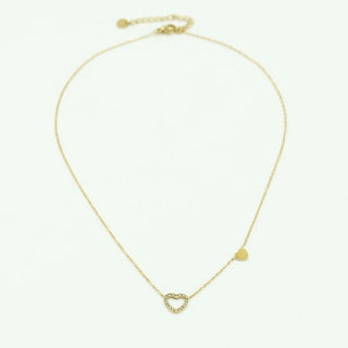 Michelle Bijoux Necklace heart and heart rhinestones Gold