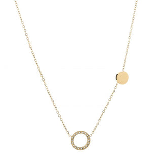 Michelle Bijoux Necklace round and round rhinestone Gold