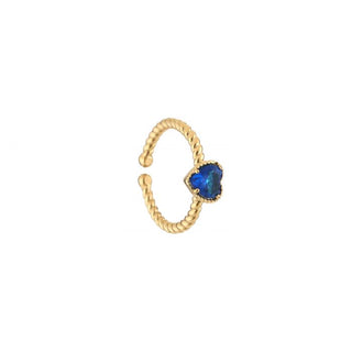 Kopen blauw Michelle Bijoux Ring Hart Steen Kristal (One Size)