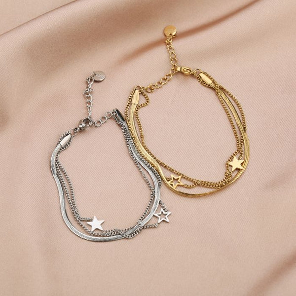 Michelle Bijoux Bracelet Triple Chain Double Star