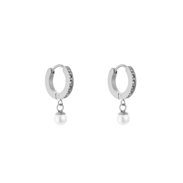 Michelle Bijoux Earring hoop crystal stone pearl